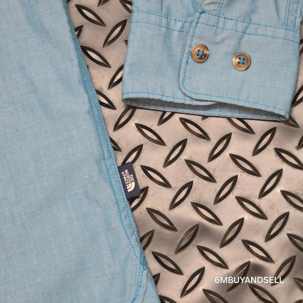 The North Face Mens Blue Long Sleeve Button Down‎ Shirt NF0A3KEZ Large